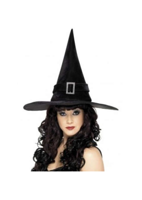 Sombrero Bruja Terciopelo - Complementos Halloween y Terror
