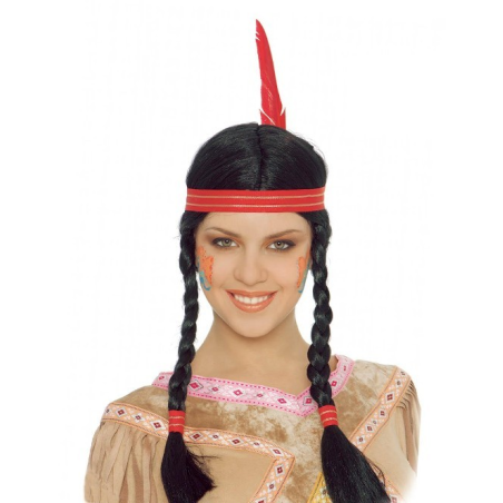 Peluca Trenzas India - Complementos Disfraces Indios y Vaqueros
