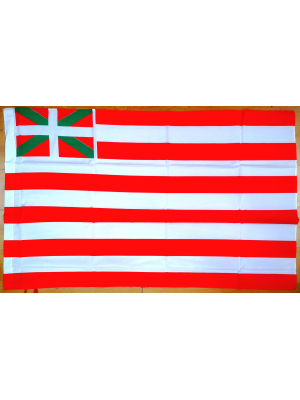 Bandera Roja y Blanca Con Ikurriña 140x88cm - Marea Zurigorri