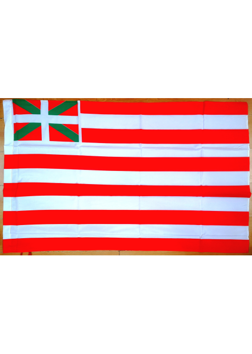 Bandera Roja y Blanca Con Ikurriña 140x88cm - Marea Zurigorri