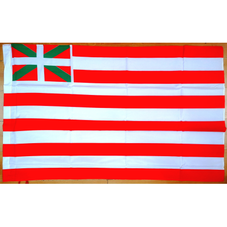 Bandera Roja y Blanca Con Ikurriña 140x88cm - Marea Zurigorri