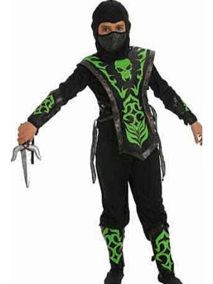 Disfraz de Ninja Verde Calavera Niño - Disfraces Orientales para Niños