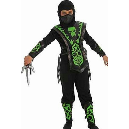 Disfraz de Ninja Verde Calavera Niño - Disfraces Orientales para Niños