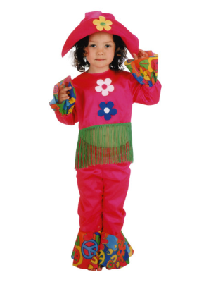 Disfraz de Hippie Rosa Niña - Disfraces de Hippie para Niña