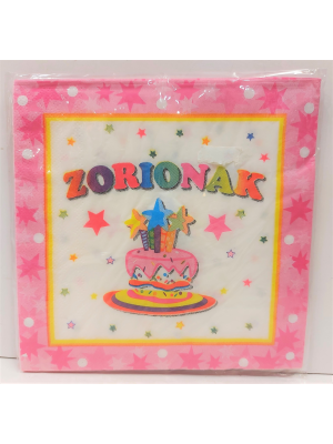 Servilletas Zorionak Rosas - CELEBRACIONES