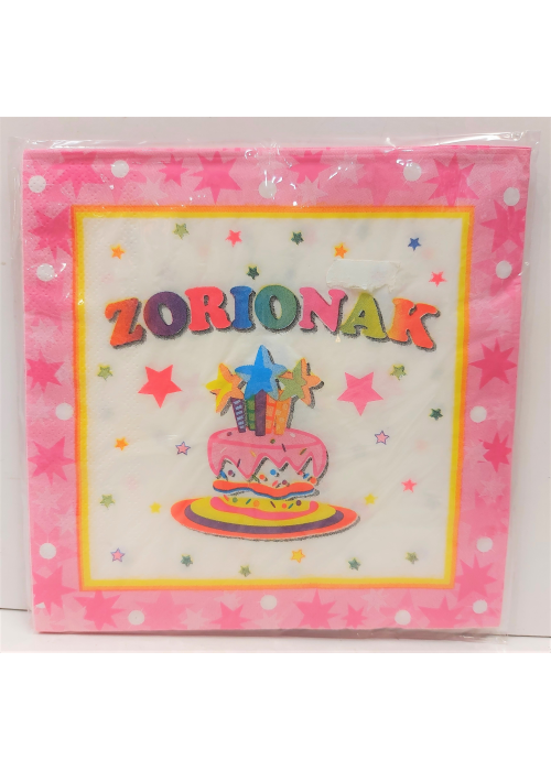 Servilletas Zorionak Rosas - CELEBRACIONES