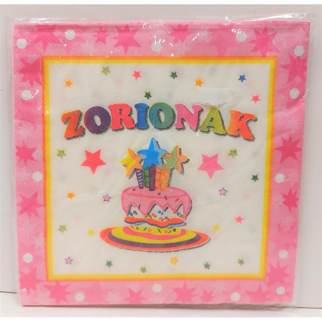 Servilleta Rosa Zorionak