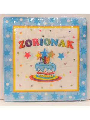 Comprar Servilletas Zorionak Azules - CELEBRACIONES