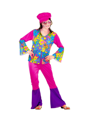 Disfraz de Hippie Rosa Niña - Disfraces de Hippie para Niña