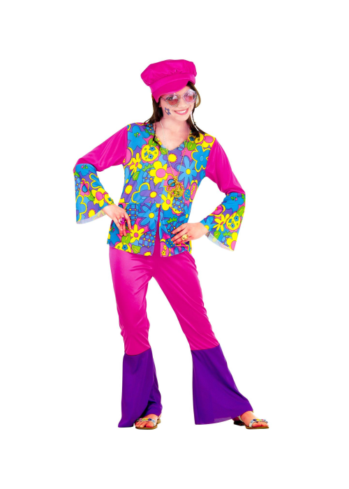 Disfraz de Hippie Rosa Niña - Disfraces de Hippie para Niña