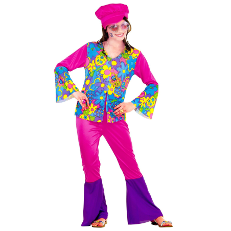 Disfraz de Hippie Rosa Niña