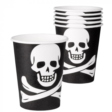Vasos Calavera Pirata 6 unid - Fiestas de Cumpleaños de Piratas