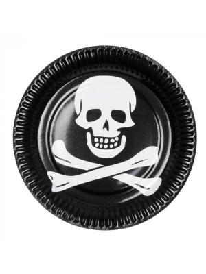 Platos Calavera Pirata 6 unid - Fiestas de Cumpleaños de Piratas