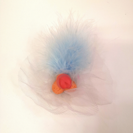 Broche Pene Tul Marabu Azul - Broches y silbatos para Despedidas