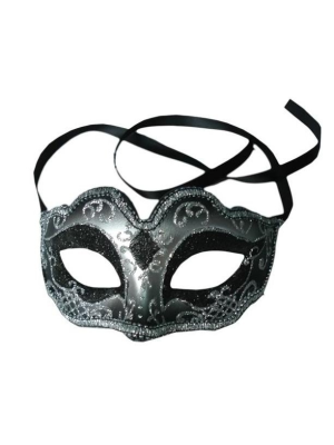 Antifaz Veneciano Negro y Plata - Mascaras y Antifaces