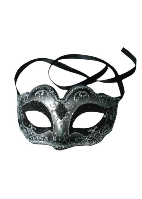 Antifaz Veneciano Negro y Plata - Mascaras y Antifaces