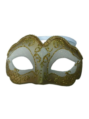 Antifaz Veneciano Blanco y Oro - Mascaras y Antifaces