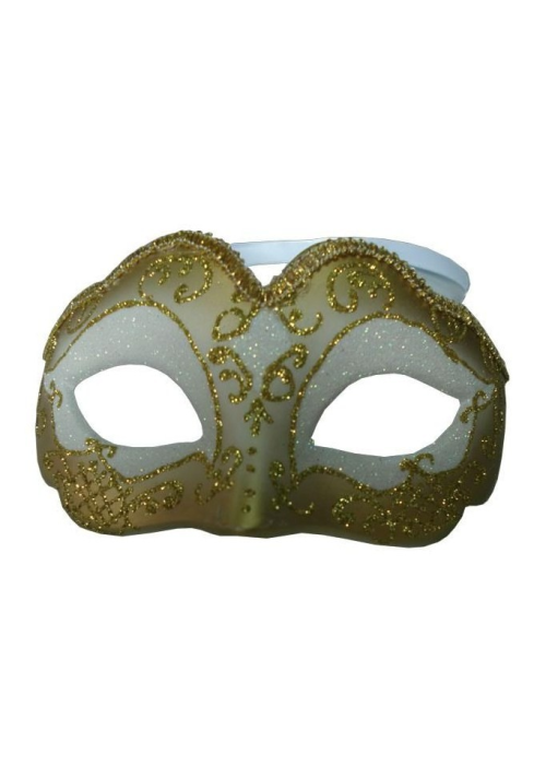 Antifaz Veneciano Blanco y Oro - Mascaras y Antifaces