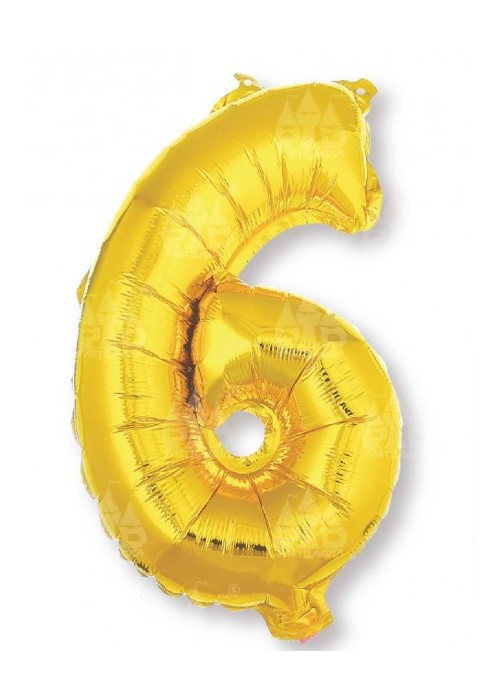 Globo Dorado Numero 6 de Foil 32 - Globos