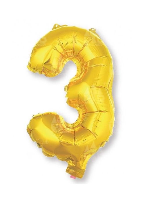 Globo Dorado Numero 3 de Foil 32 - Globos