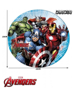 Platos Advengers 6 Unid - Fiestas de Cumpleaños de Superheroes