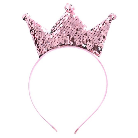 Diadema con Corona de Lentejuelas Rosas - Sombreros