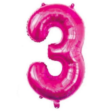 Globo Fucsia Numero 3 de Foil 32 - Globos