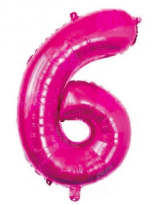 Globo Fucsia Numero 6 de Foil 32 - Globos