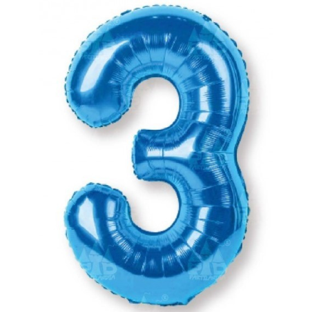 Globo Azul Numero 3 de Foil 32 - Globos