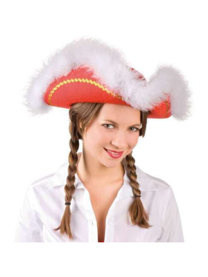 Sombrero Almirante Tres Picos Rojos - Complementos de Mosqueteros
