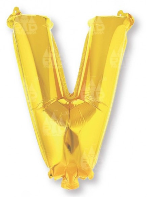 Globo Letra Oro V 16 - Globos de Letras Metalizados