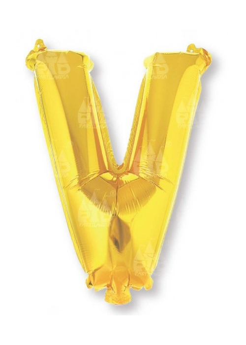 Globo Letra Oro V 16 - Globos de Letras Metalizados