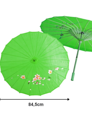 Sombrilla de Geisha Verde - Complementos de Chinos, Orientales, Ninjas y Geishas