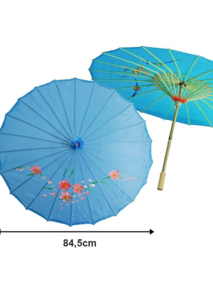 Sombrilla de Geisha Azul Claro - Complementos de Chinos, Orientales, Ninjas y Geishas