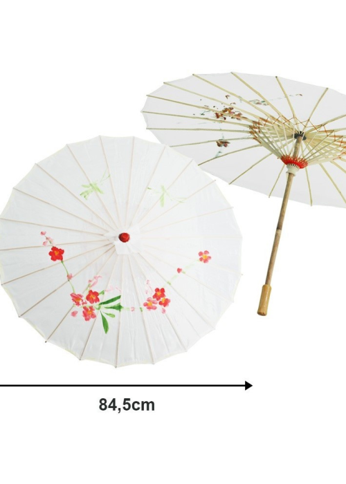Sombrilla de Geisha Blanca - Complementos de Chinos, Orientales, Ninjas y Geishas