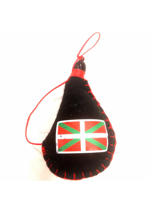 Iman 7cm Bota de Vino Negra Ikurriña - Imanes Souvenirs