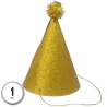 Gorro Cono Oro Pompom - Gorros y Diademas para Cotillon