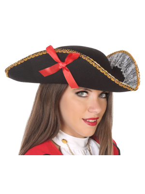 Sombrero Pirata Lazo Rojo - Complementos de Piratas