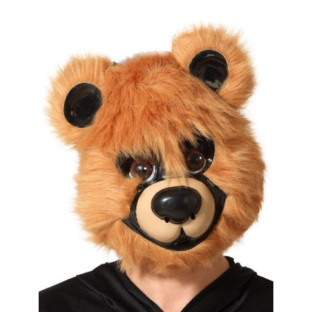 Mascara de Oso Marron con Pelo - Mascaras de Animales