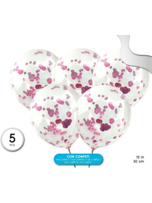 Bolsa con 5 Globos con Confetti Rosa - Baby Shower