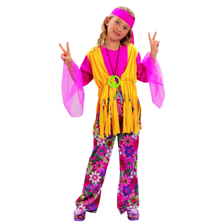 Disfraz De Hippie Rosa Infantil - Disfraces años 60-70 (Hippies)