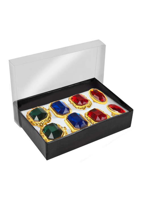 Anillo Piedra Colores Borde Dorado - Collares, Pulseras y Anillos