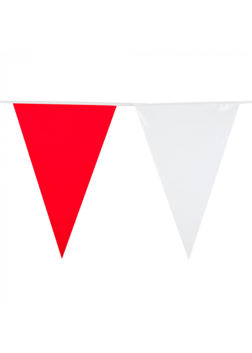 Banderines Triangulares Rojo y Blanco 10M