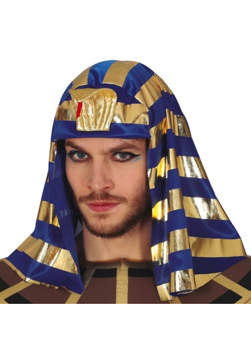 Tocado Faraon Azul y Dorado