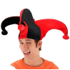 Gorro Bufon Negro y Rojo - Complementos de Payasos, Arlequines y Bufones