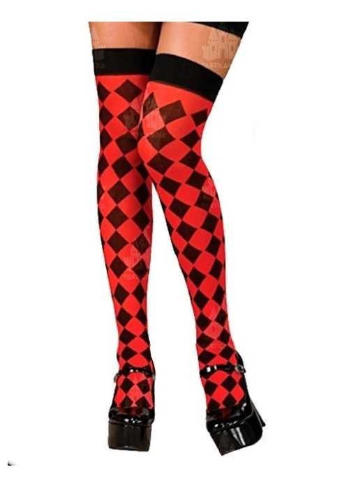 Medias de Rombos Rojos y Negros - Medias y Pantys