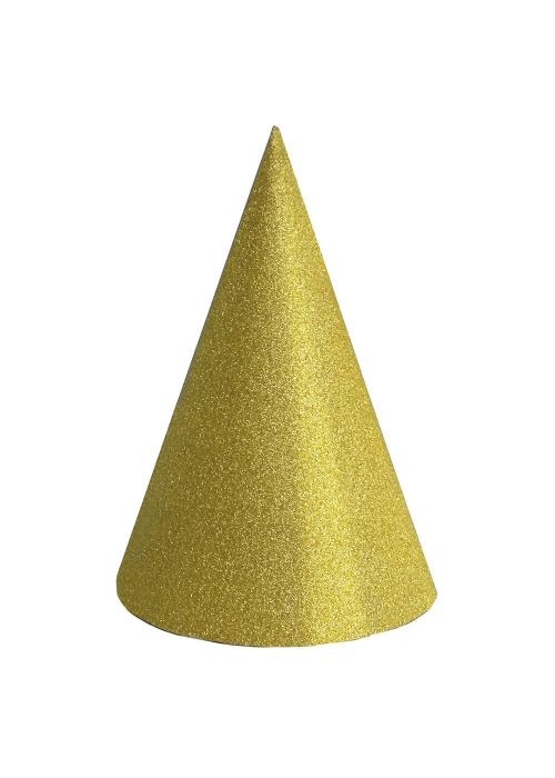 Gorro Cono Purpurina Oro - Photocall Y Bolsas de Cotillon