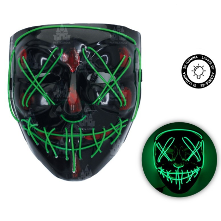 Mascara Asesino Purgador con Luz Led Verde - Mascaras y Antifaces