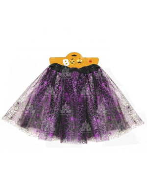 Tutu Telarañas Morado 40cm - Alas y Faldas de Tul de Halloween
