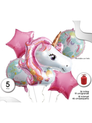 Globos Set Unicornio 5 Piezas - Fiestas de Cumpleaños de Unicornios